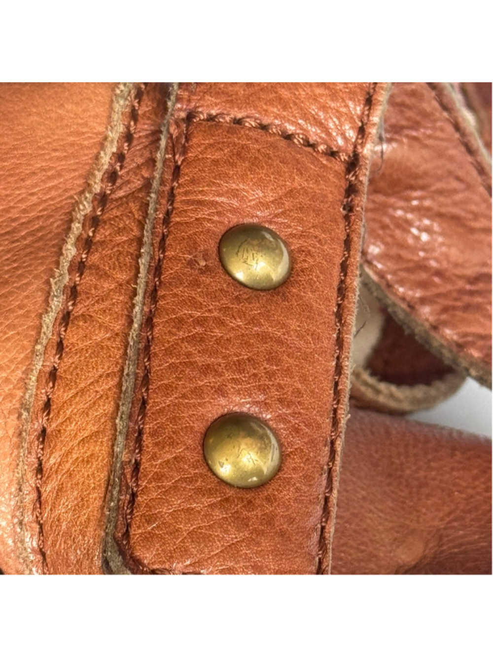 Lucky Brand Brown Leather Studded Crossbody Messenger Bag Boho Western - Picture 10 of 13